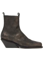 Ann Demeulemeester Woman Metallic Brushed-leather Wedge Ankle Boots Brass