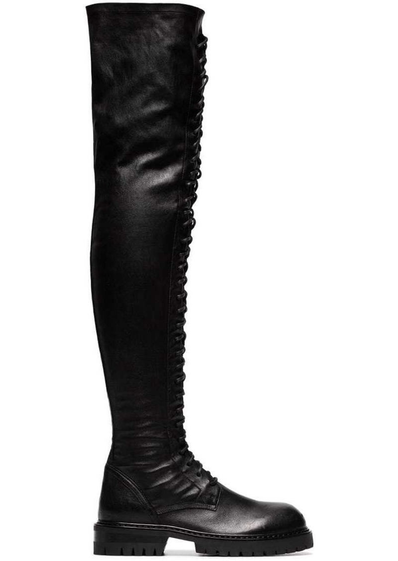 knee length leather boots