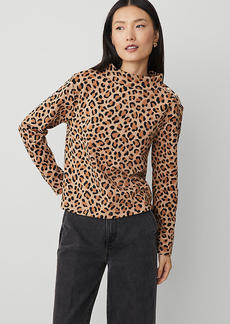 Ann Taylor Animal Print Mock Neck Top