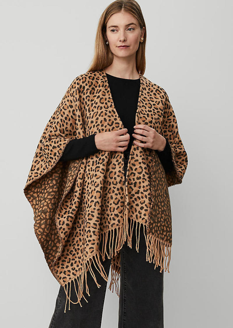 Ann Taylor Animal Print Open Front Poncho