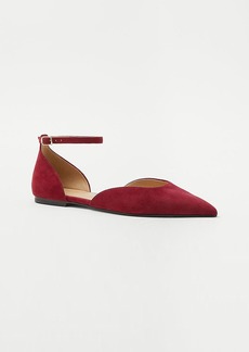 Ann Taylor Ankle Strap Pointy Toe Suede Flats