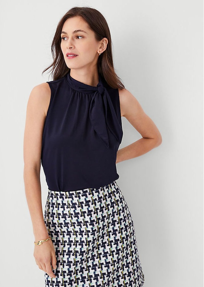 Ann Taylor Asymmetrical Tie Neck Knit Shell Top