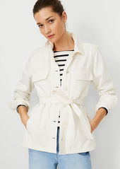 Ann Taylor AT Weekend Belted Denim Jacket in Ivory