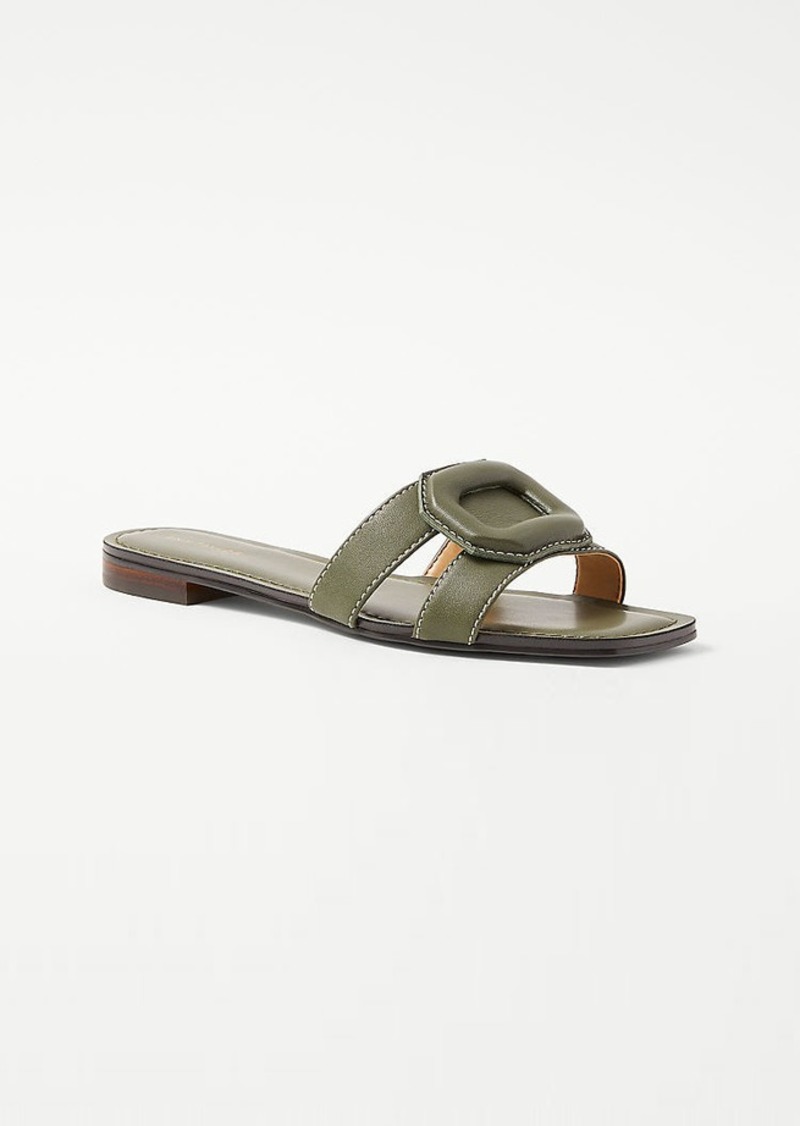 Ann Taylor AT Weekend Leather Buckle Slides