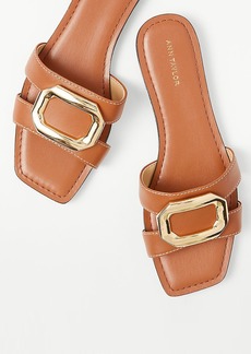 Ann Taylor AT Weekend Leather Buckle Slides