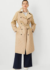 Ann Taylor AT Weekend Quilted Mixed Media Trench Coat