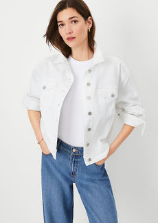 Ann Taylor AT Weekend Relaxed Denim Trucker Jacket in White