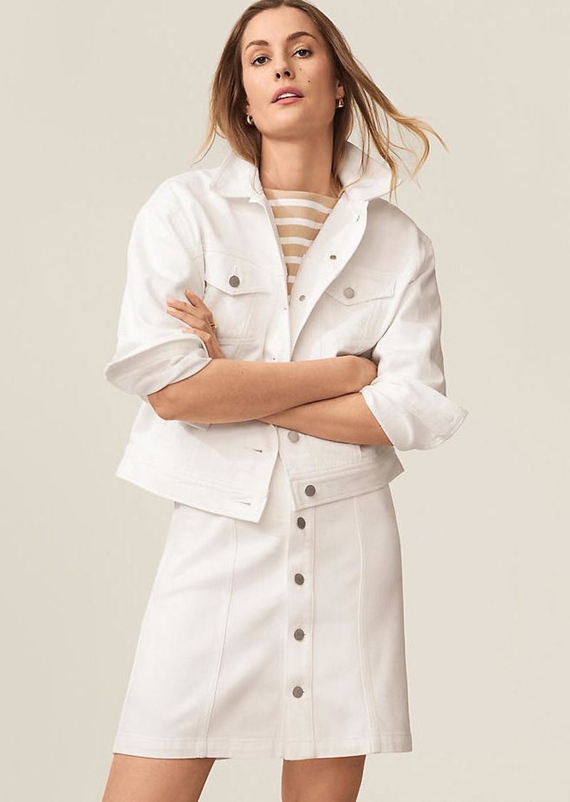 Ann Taylor AT Weekend Relaxed Denim Trucker Jacket in White