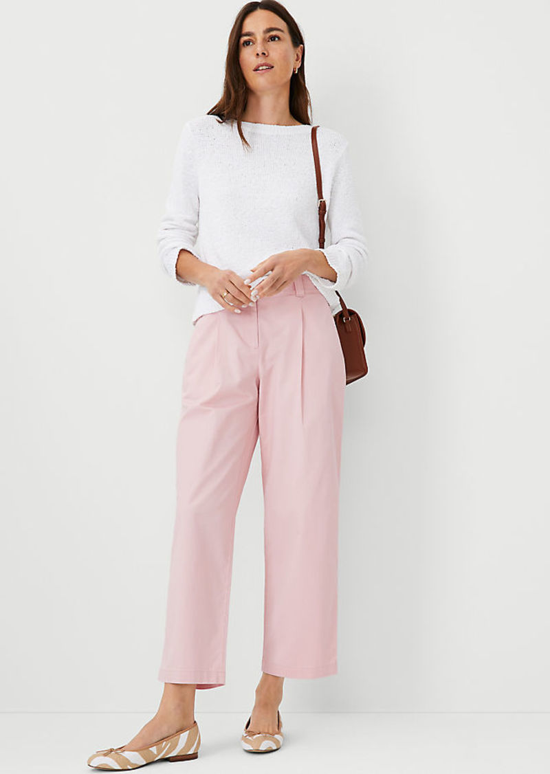 Ann Taylor AT Weekend Relaxed Roll Cuff Straight Pants in Twill