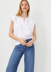 Ann Taylor Weekend Split Neck Wedge Shell Top