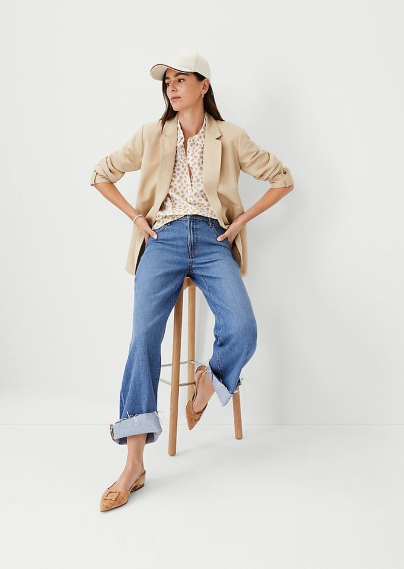 Ann Taylor Weekend Spotted Cotton Drop Shoulder Shirt