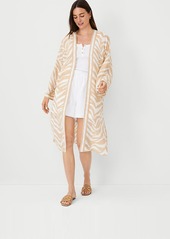 Ann Taylor Weekend Zebra Print Linen Cotton Long Kimono