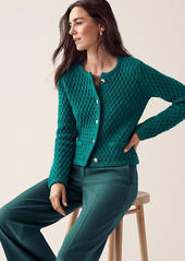 Ann Taylor Basketweave Sweater Jacket