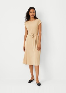 Ann Taylor Belted Cap Sleeve Flare Dress