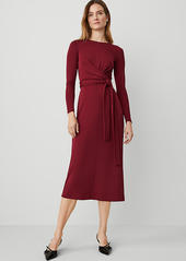 Ann Taylor Belted Flare Midi Dress