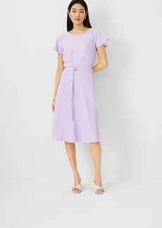 Ann Taylor Belted Flare Midi Dress
