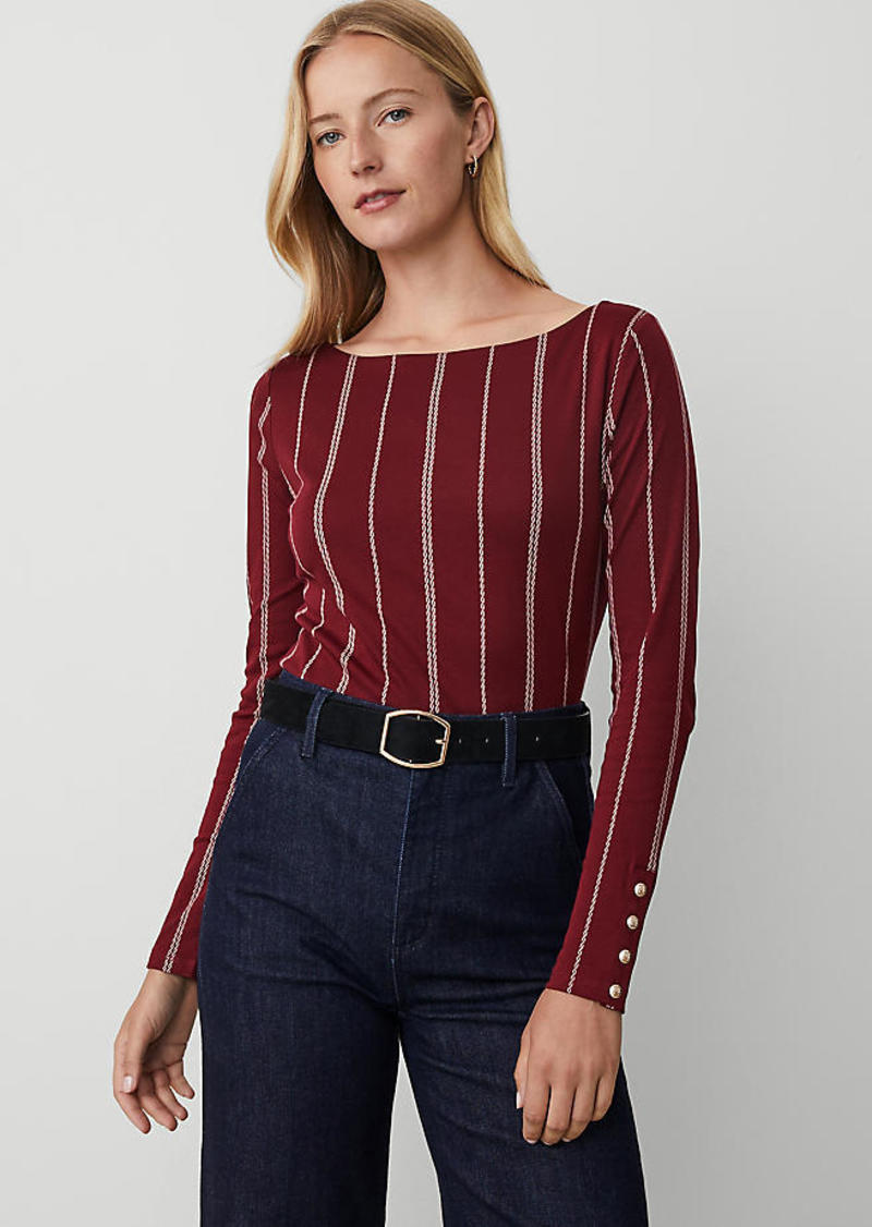 Ann Taylor Button Cuff Boatneck Top