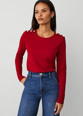 Ann Taylor Button-Shoulder Ponte Top