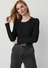 Ann Taylor Button-Shoulder Ponte Top