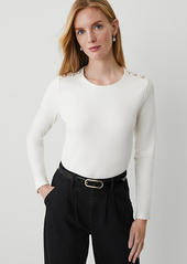 Ann Taylor Button-Shoulder Ponte Top