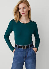 Ann Taylor Button-Shoulder Ponte Top