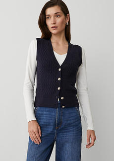 Ann Taylor Cable V-Neck Vest