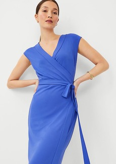 Ann Taylor Cap Sleeve Wrap Midi Dress