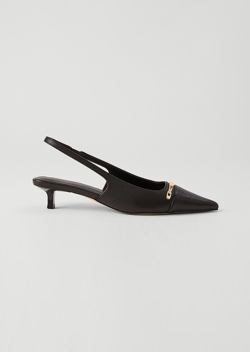 Ann Taylor Cap Toe Hardware Leather Slingback Pump