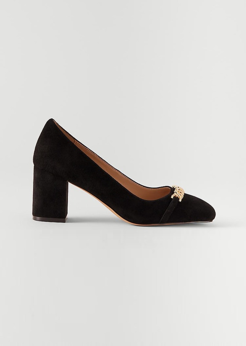 Ann Taylor Chain Suede Block Heel Pumps