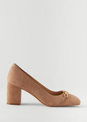 Ann Taylor Chain Suede Block Heel Pumps