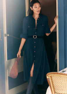 Ann Taylor Chambray Belted Midi Shirtdress