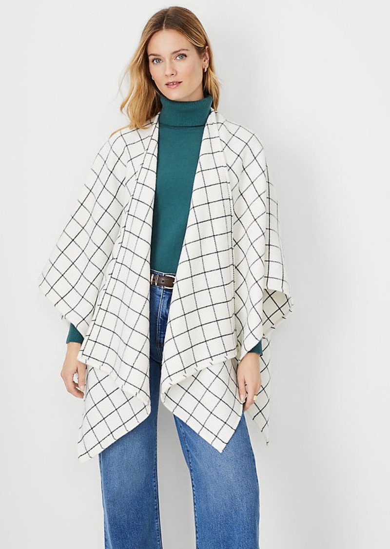 Ann Taylor Checked Open Front Poncho
