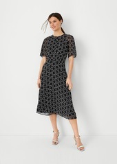 Ann Taylor Circle Flutter Sleeve Flare Dress