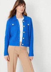 Ann Taylor Collared Cable Sweater Jacket