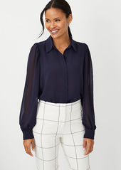 Ann Taylor Collared Puff Sleeve Shirt