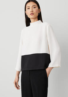 Ann Taylor Colorblock Mock Neck Top