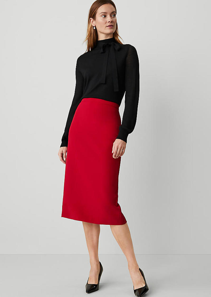 Ann Taylor Column Midi Pencil Skirt in Fluid Crepe