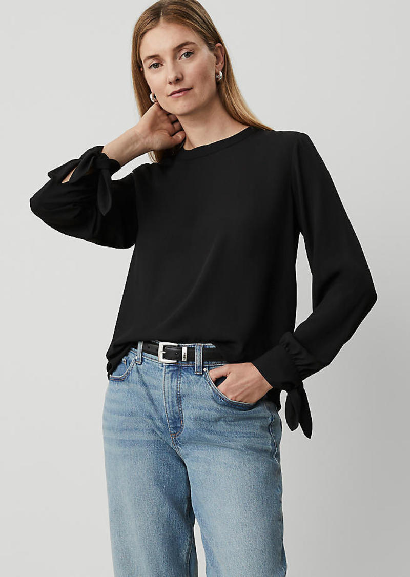 Ann Taylor Petite Crew Neck Cuff Tie Top