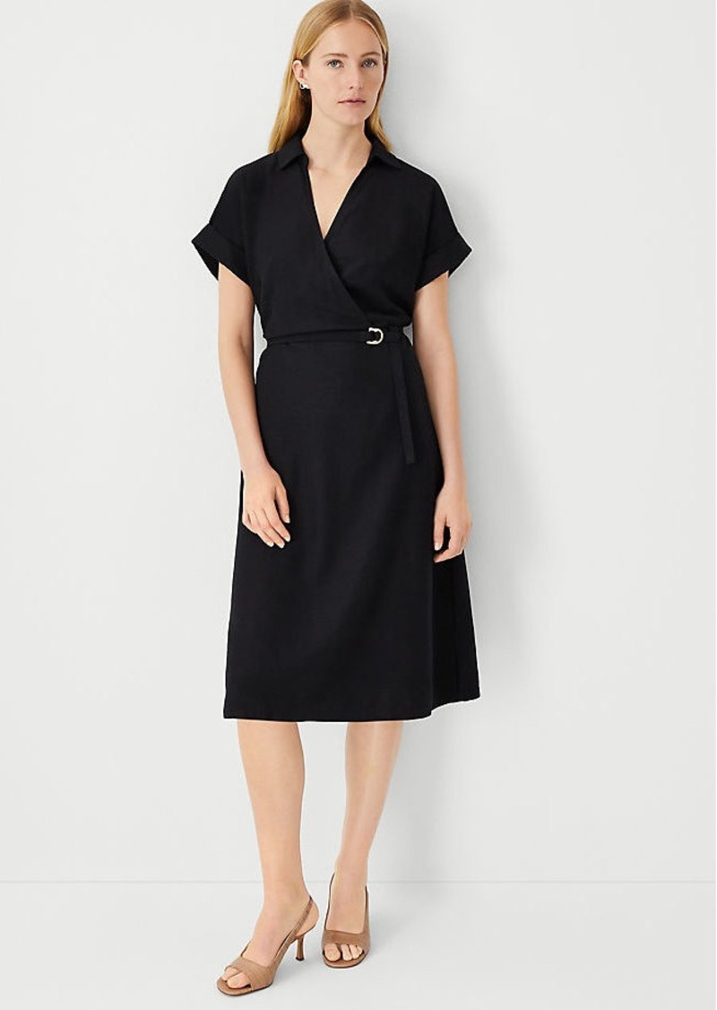 Ann Taylor Crossover Collared Midi Shirtdress