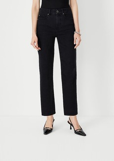Ann Taylor Curvy High Rise Straight Jeans in Washed Black Wash