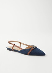 Ann Taylor Denim Buckle Pointy Toe Slingback Flats