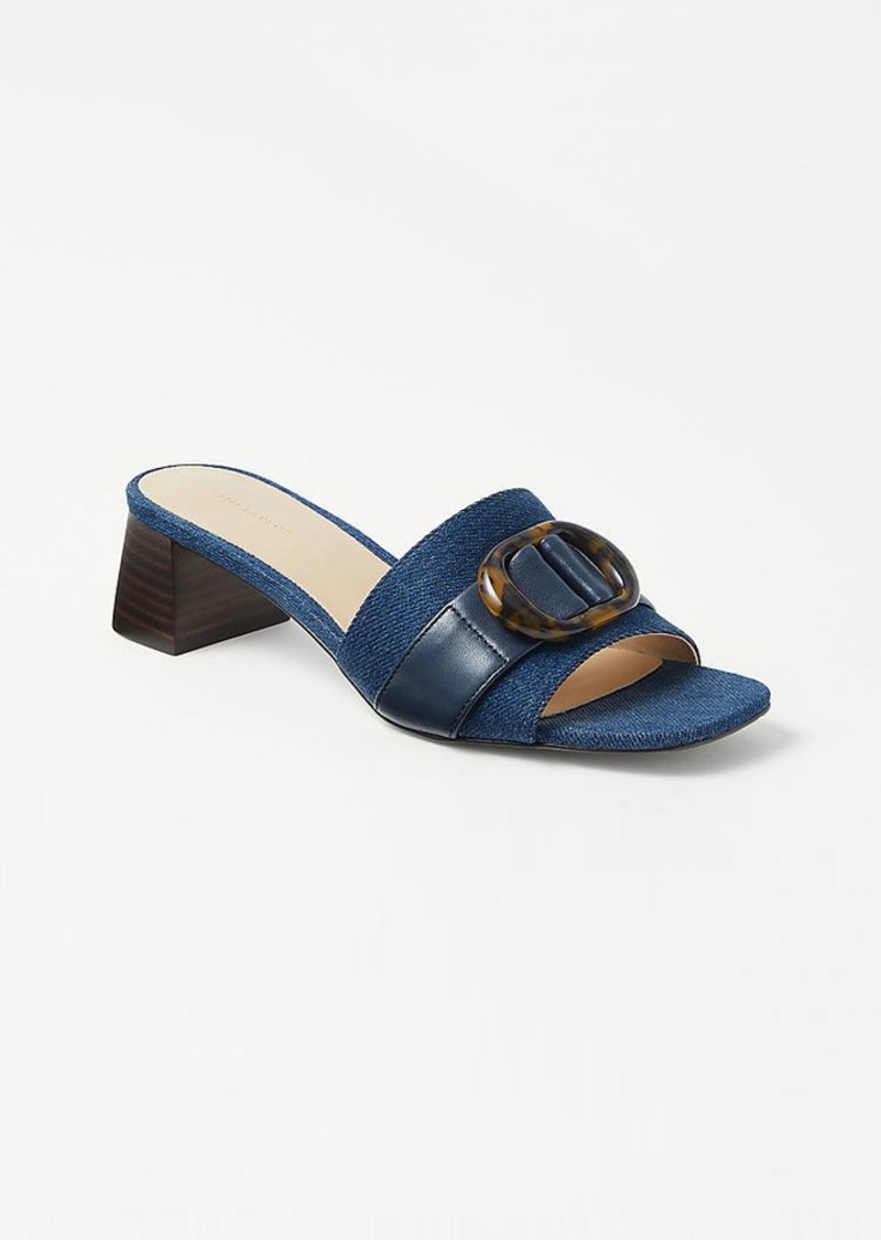 Ann Taylor Denim Tortoiseshell Print Buckle Strap Sandals