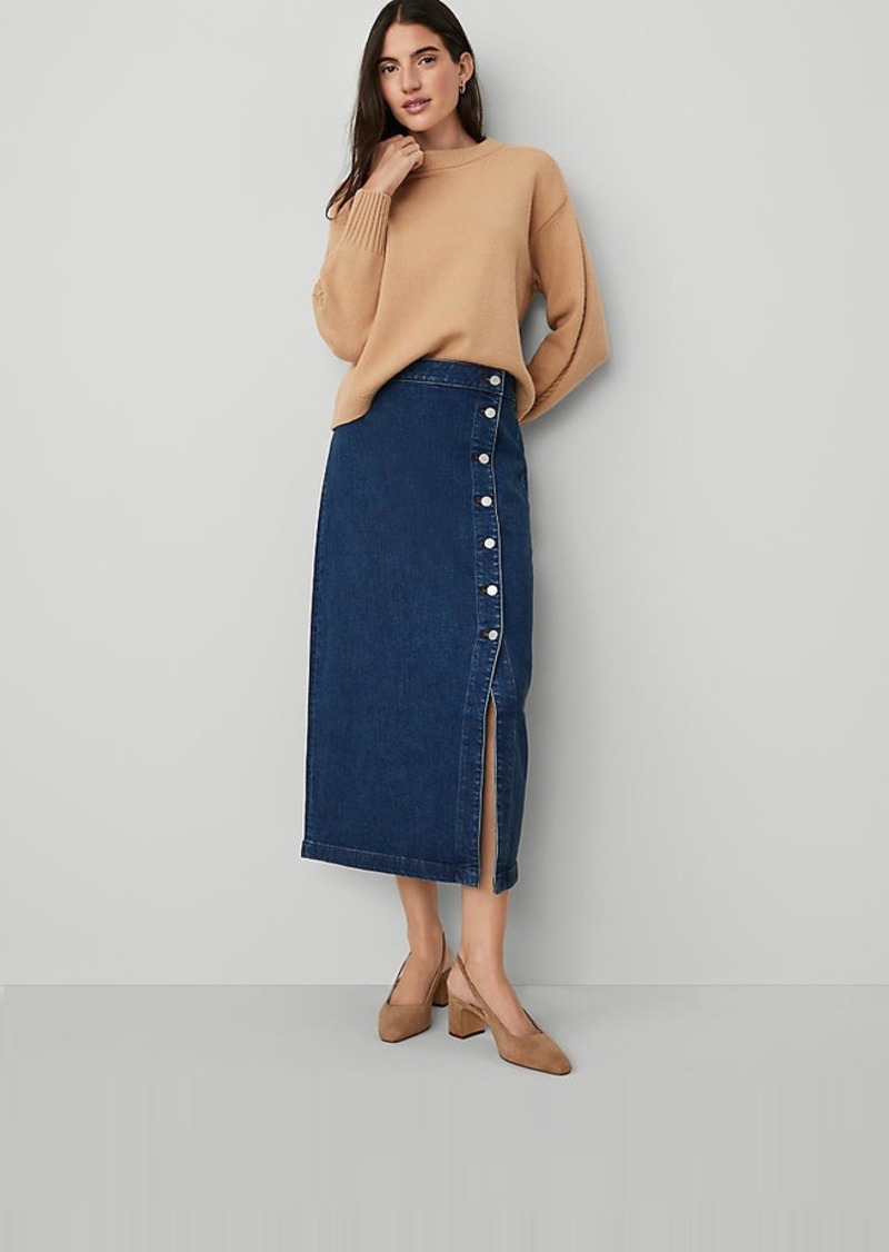 Ann Taylor Denim Button Front Column Skirt