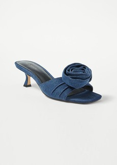 Ann Taylor Denim Floral Statement Sandals