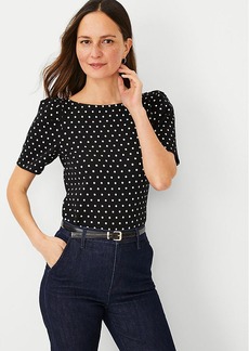 Ann Taylor Dot Puff Sleeve Boatneck Top
