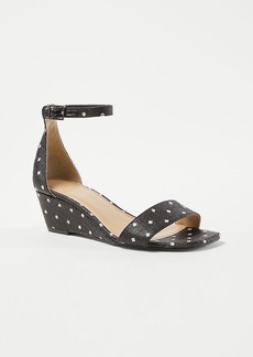 Ann Taylor Dotted Straw Low Wedge Sandals