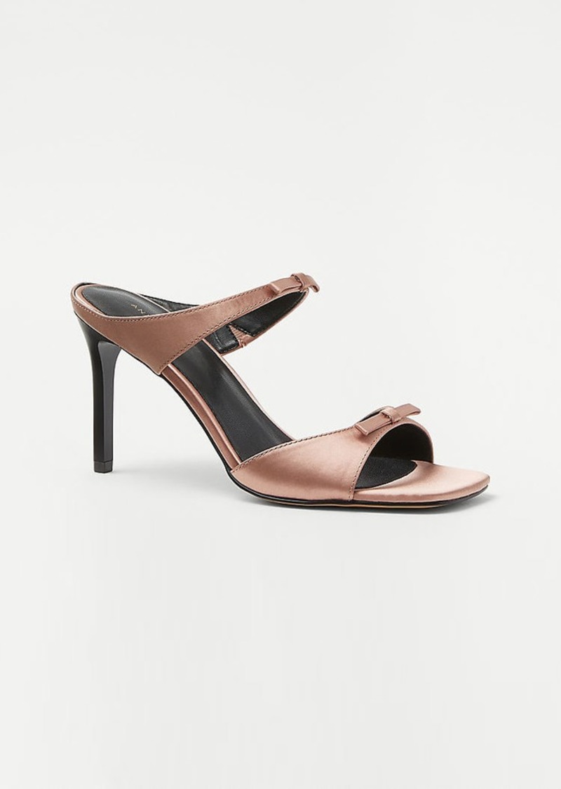 Ann Taylor Double Bow Satin Mule Sandals