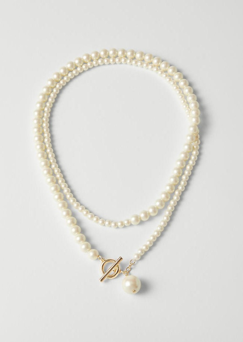 Ann Taylor Double Wrap Pearlized Pendant Necklace