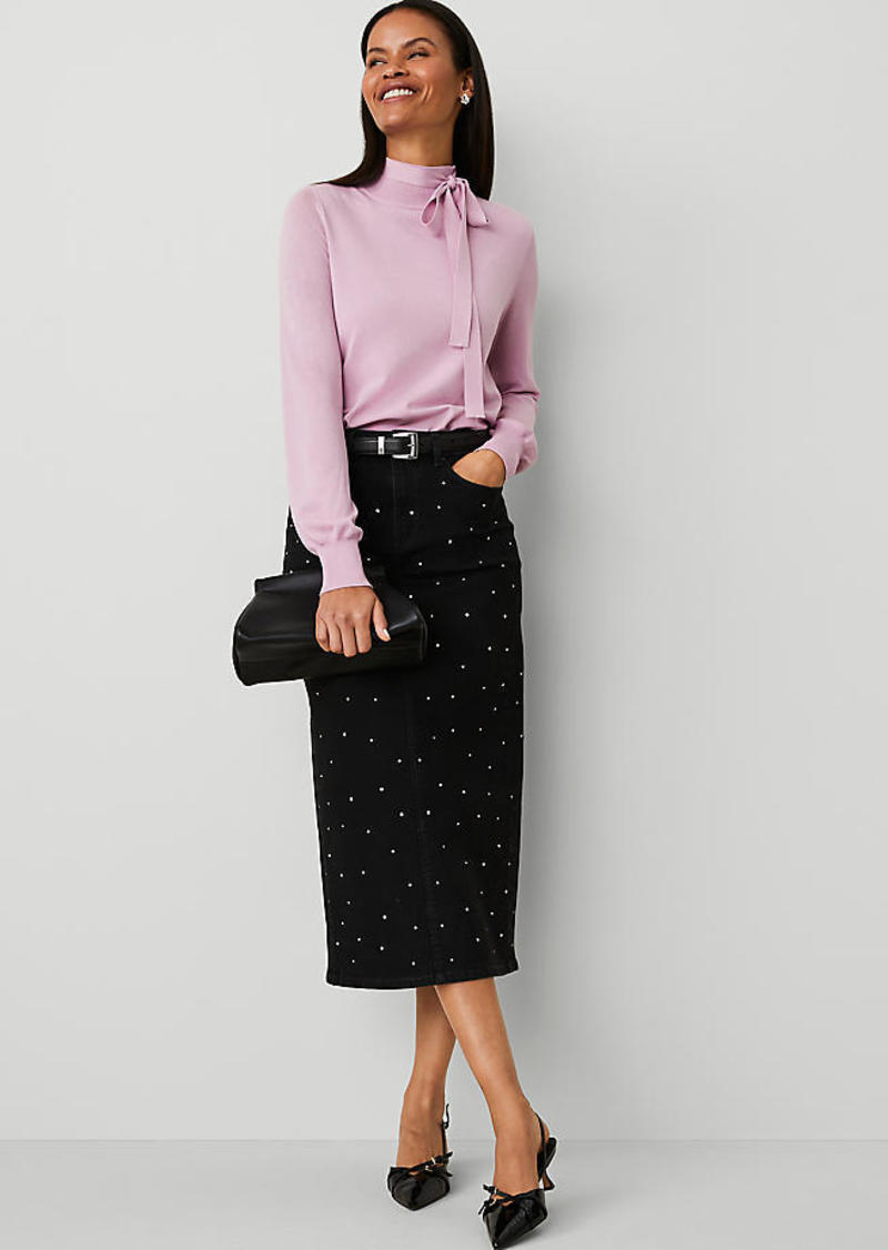 Ann Taylor Embellished Denim Column Skirt