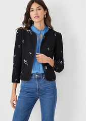 Ann Taylor Embroidered Floral Tweed Jacket